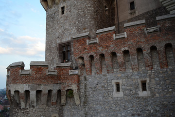 Exterior details of Hunyad citadel from Hunedoara city.