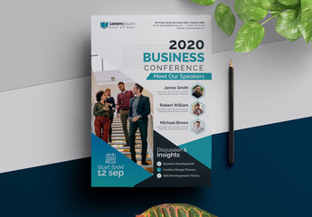 Annual Conference Event Flyer Layout with Teal Accents