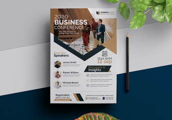 Conference Flyer Layout with Bronze Accents