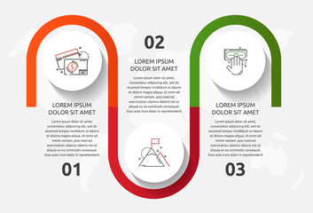 Vector template circle infographics. Business concept with 3 options and parts. Three steps for content, flowchart, timeline, levels. Path step by step