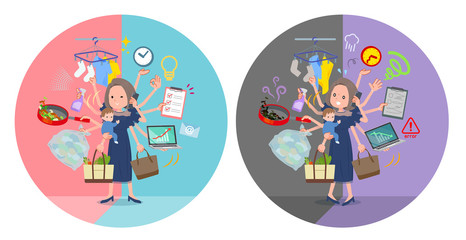 flat type Navy blue dress women_mulch task switch