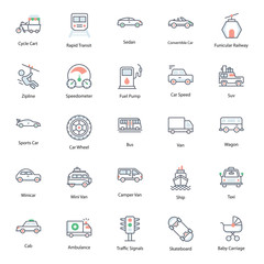  Transport Agency and Car Repair Flat Vectors Pack 