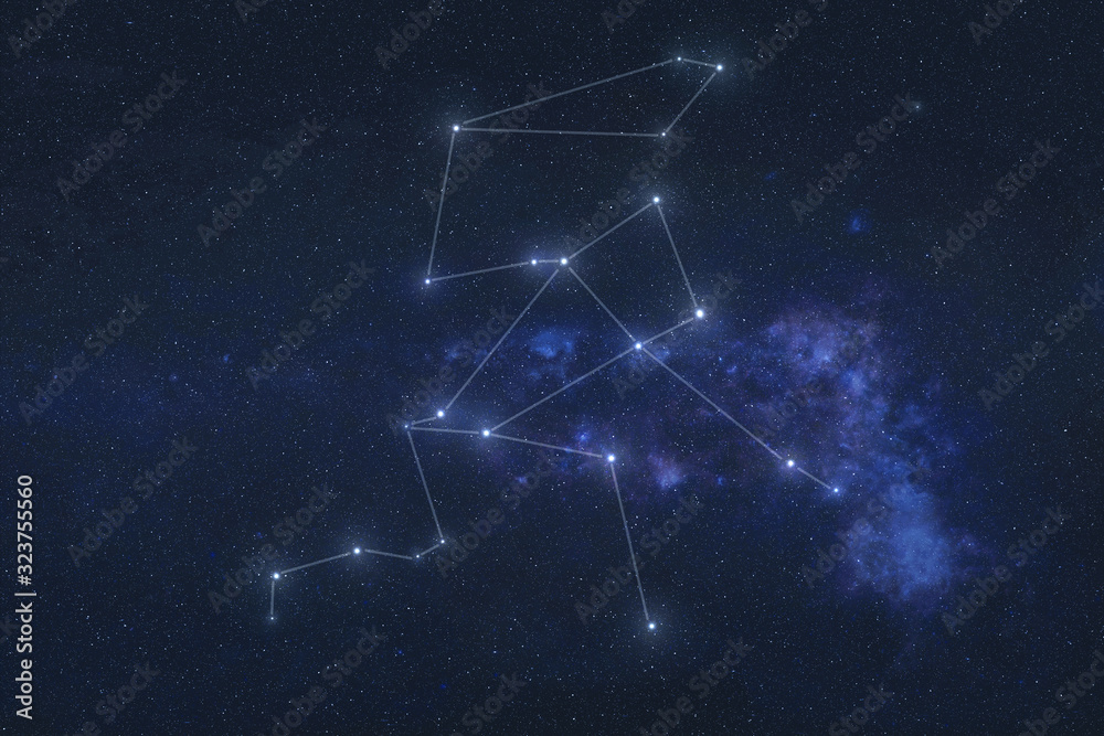 Wall mural hercules constellation stars in outer space. hercules constellation lines. elements of this image we