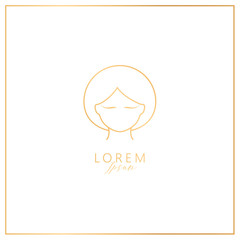 Girl with face and hair. Template for cosmetics, logo, sign and symbol. Line vector illustration. Femininity element.