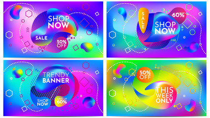 Fototapeta na wymiar Illustration of discounts advertising, promotions, sales. Minimum vector coverage. A set of modern abstract covers. Creative fluid backgrounds from current forms to design a fashionable abstract cover