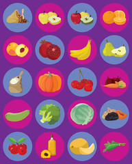 Vegetables, fruits, berries, cereals, oil