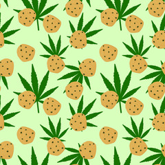 Marijuana edibles seamless pattern. Marijuana edible cookies pattern. Vector.