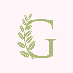 logo letter g with icon leaf vector design