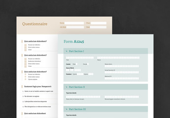 Questionnaire, Registration and Administration Form  