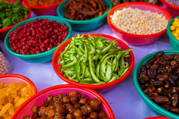 January 14, 2020, Fresh, diverse food market in Hanoi Vietnam