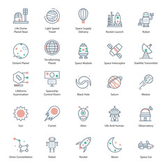 Obraz premium Pack Of Galaxy Flat Icons 