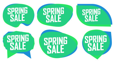 Set Spring Sale bubble banners design template, discount tags, app icons, vector illustration