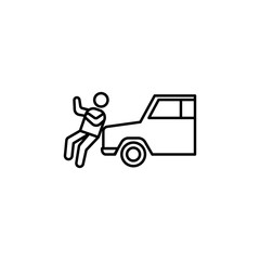 car accident line illustration icon on white background