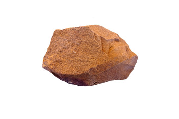 Sandstone isolated on white background. Knapped tool on two face, Ancient stone tools.