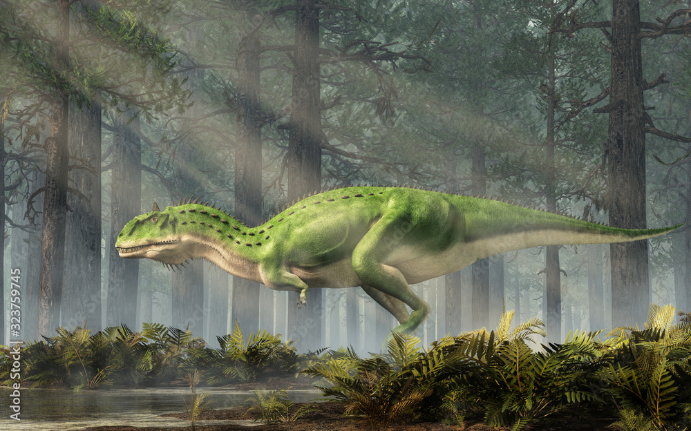 Aufkleber majungasaurus was a carnivorous theropod dinosaur that lived in cretaceous era madagascar. here a gr