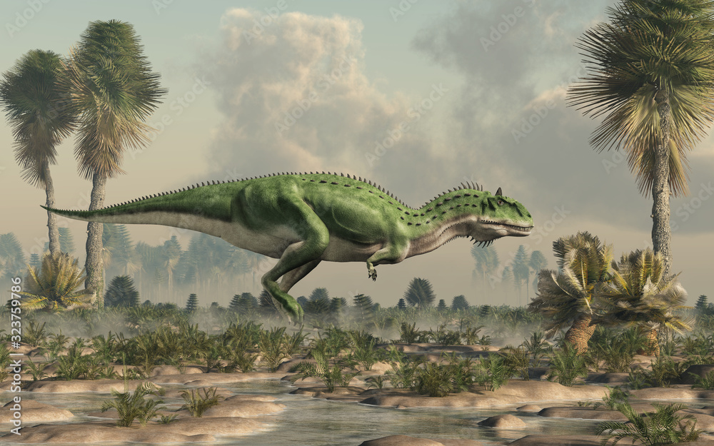 Aufkleber majungasaurus was a carnivorous theropod dinosaur that lived in cretaceous era madagascar. here a gr