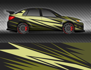 Obraz premium Car livery wrap decal, rally race style vector illustration abstract background