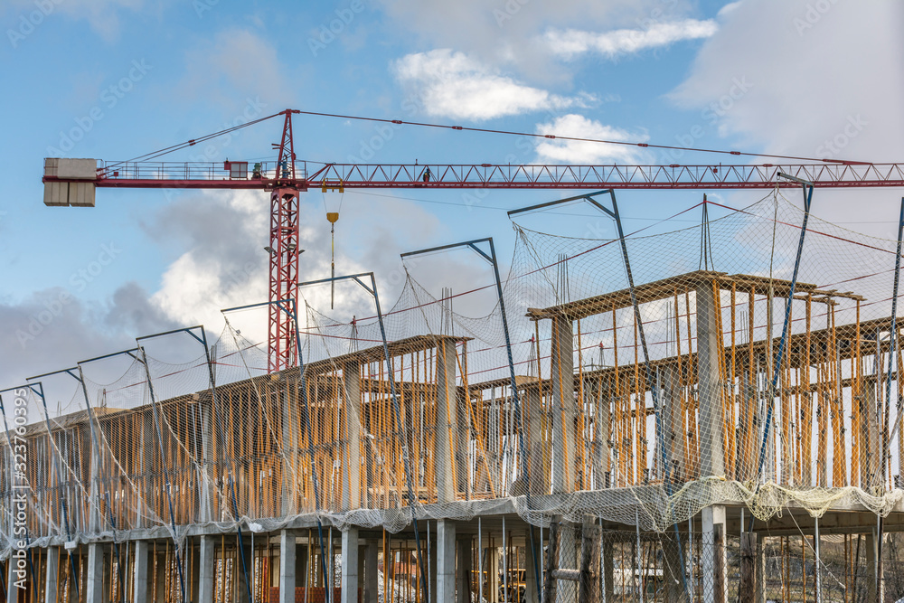 Wall mural Construction Structure of a building with concrete beams