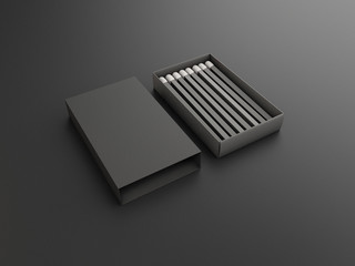3d rendering of top view matchbox on dark background