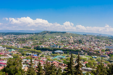 Panoramic view of Tbilisi city from Sololaki Hill, old town and modern architecture.  Georgia © Nikolai Korzhov