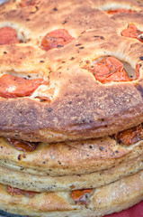 Italian focaccia with fresh tomatoes