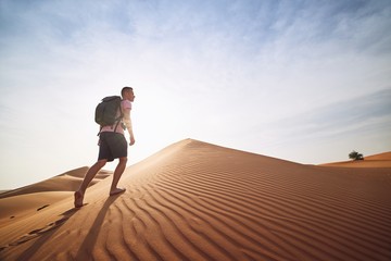 Tourist in desert
