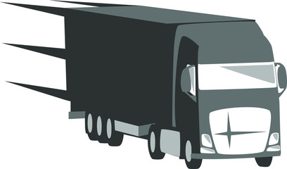 Large truck. Logo template for a trucking company. Illustration on a white isolated background.