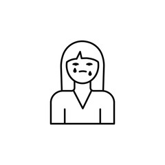 woman crying line illustration icon on white background