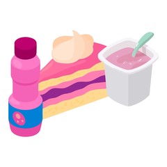 Colorful dessert icon. Isometric illustration of colorful dessert vector icon for web