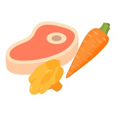 Meat food icon. Isometric illustration of meat food vector icon for web