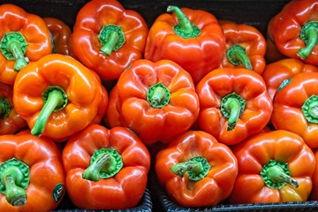 Peppers on display in market
