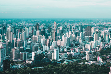 Obraz premium Vew of Bangkok skyline and skyscraper seen from Mahanakhon Tower Famous skyscrapers in day time