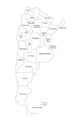 Political map of argentina with name labels. Perfect for business concepts, backgrounds, backdrop, poster, sticker, banner, label and wallpaper.
