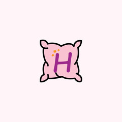 logo letter h with icon pillow vector design