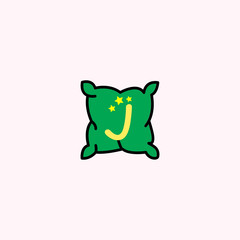 logo letter j with icon pillow vector design