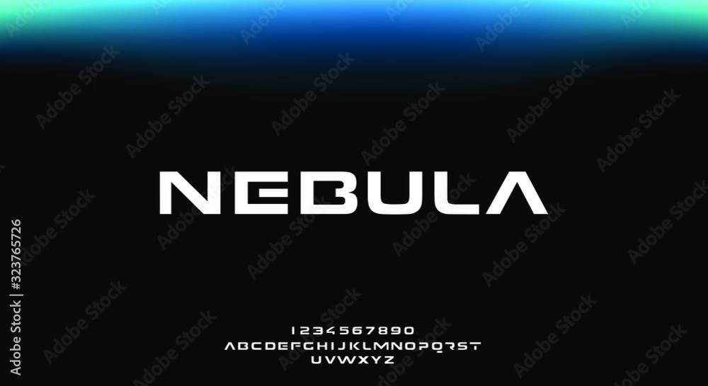 Wall mural Nebula, an abstract sporty technology alphabet font. digital space typography vector illustration design	