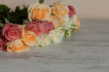 bouquet of natural flowers of a rose on a white background