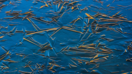 Details of the newly formed ice on Lake Calaita, Paneveggio and Pale di San Martino natural park, dolomites, Trentino, Italy, Europe