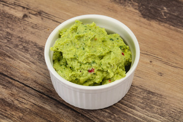 Avocado guacamole sauce with chili pepper