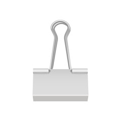 Realistic white binder paper clip. Office stationery 3D icon
