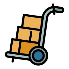 Warehouse cart icon. Outline warehouse cart vector icon for web design isolated on white background