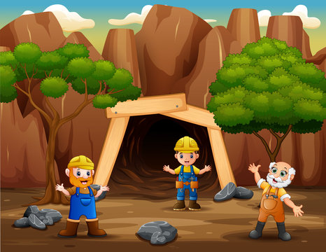 Happy Miners After Work In A Mine