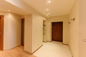 Russia, Moscow- October 17, 2019: interior room apartment modern bright cozy atmosphere. general cleaning, home decoration, preparation of house for sale. room doors, repair corridor