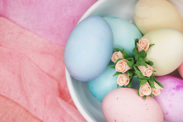 Happy Easter. Colorful Easter eggs background.