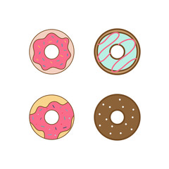 Set of doughnuts flat vector icons isolated on a white background.Donut icons.