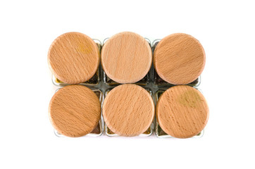 jars with spices isolated on white background. View from above.