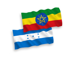 Flags of Ethiopia and Honduras on a white background