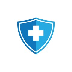Obraz premium Immune system icon logo design template. Medical cross in the shield. Vector