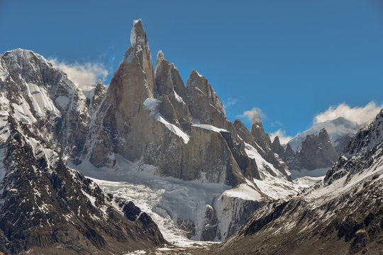 Mountains Cerro Torre, Torre Egger and Punta Herron, Patagonia