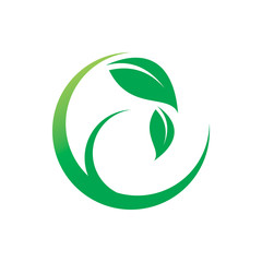 green nature leaf line logo design
